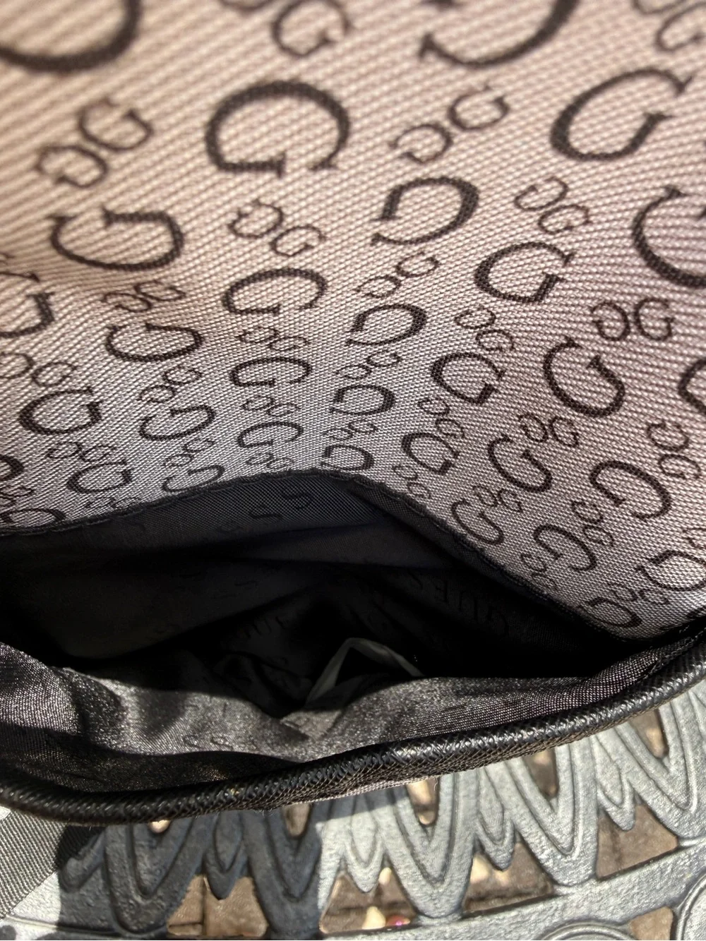 GUESS Lottie Travel XL Backpack Monogram Gray Black
